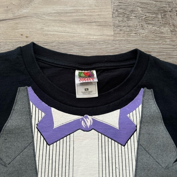 Vintage fruit loom tuxedo t shirt fits men’s L black purple red white - Picture 6 of 6